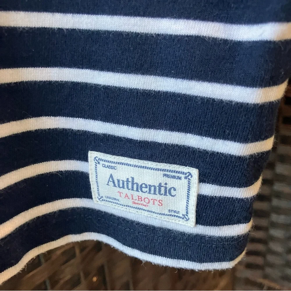 Talbots 100% Cotton Colorblock Destin Stripe Boat Neck 3/4 Sleeve T-Shirt XL